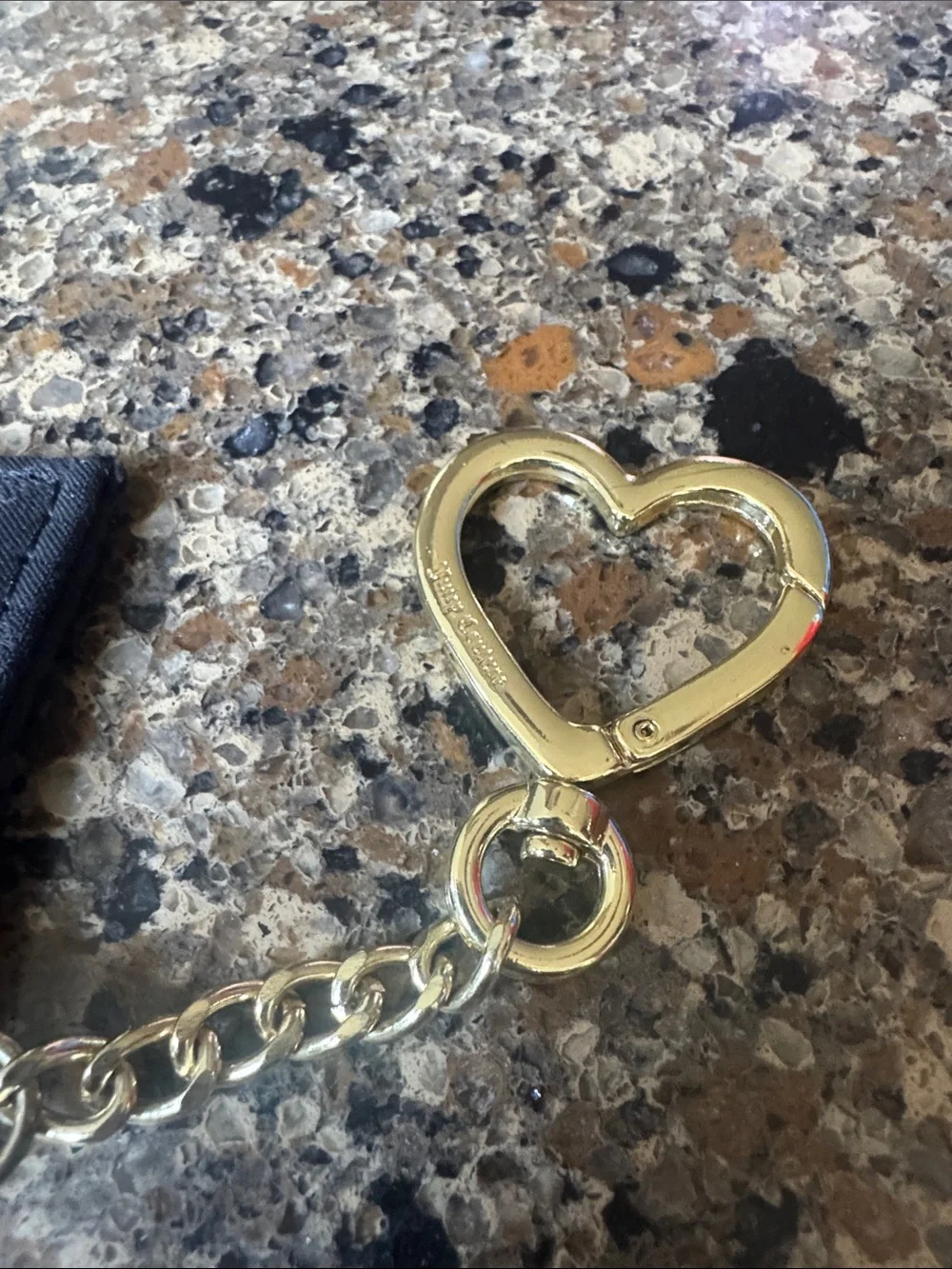 Juicy Couture Black Cardholder with Gold Heart Key Charm